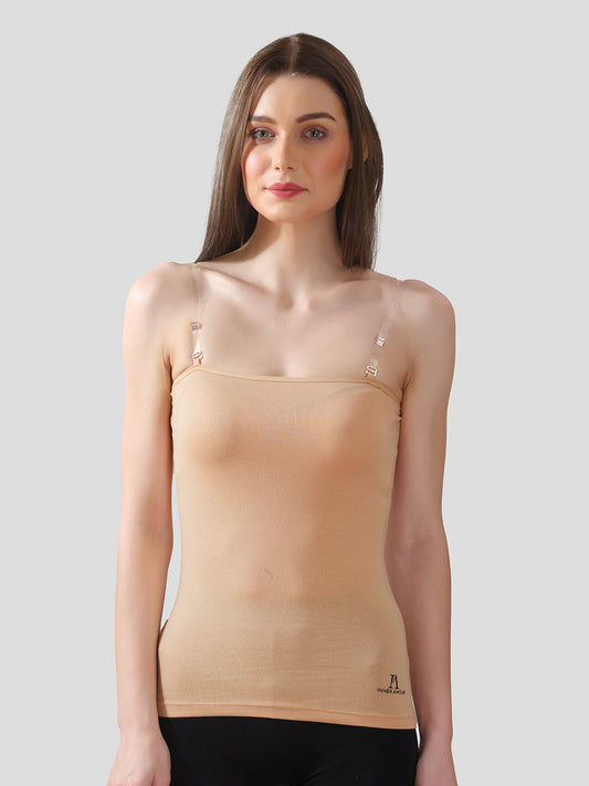 Inner Amour Tube Top Camisole – Ultra-Comfortable Fit with Cotton Lycra Stretch- adjustable straps