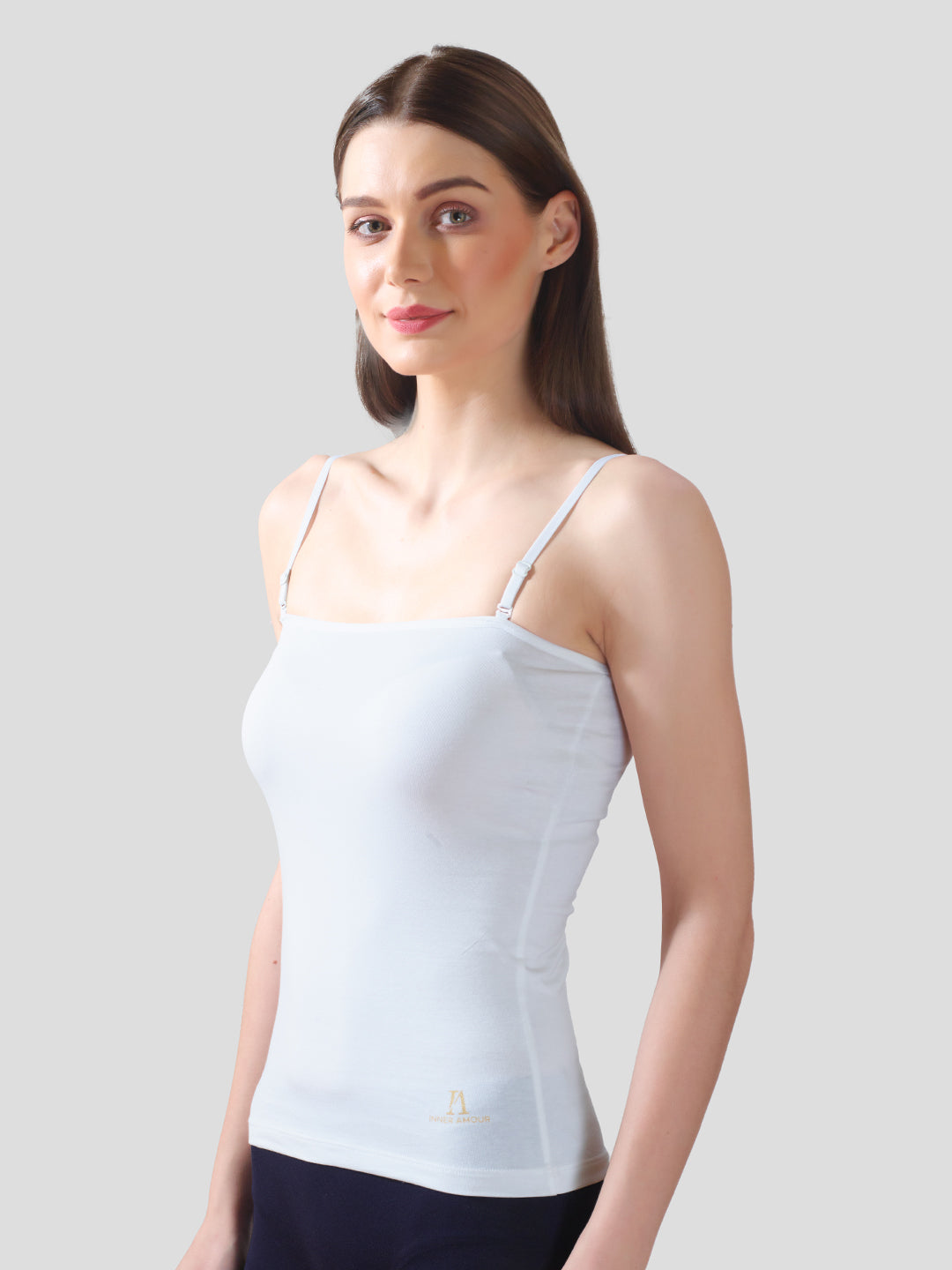 White Camisole for Women | Soft Cotton Stretch with Transparent Adjustable Straps