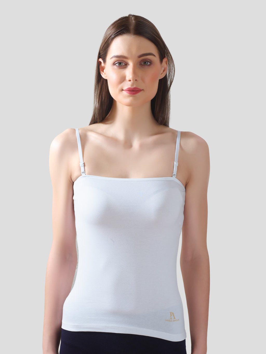 White Camisole for Women | Soft Cotton Stretch with Transparent Adjustable Straps