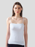 White Camisole for Women | Soft Cotton Stretch with Transparent Adjustable Straps
