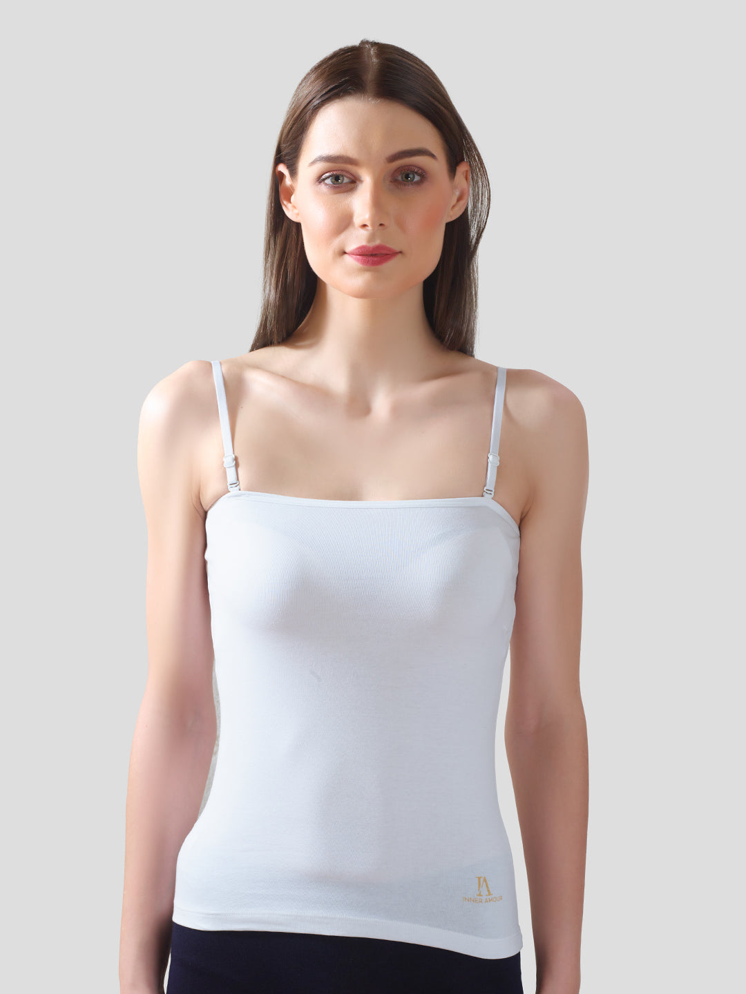 White Camisole for Women | Soft Cotton Stretch with Transparent Adjustable Straps
