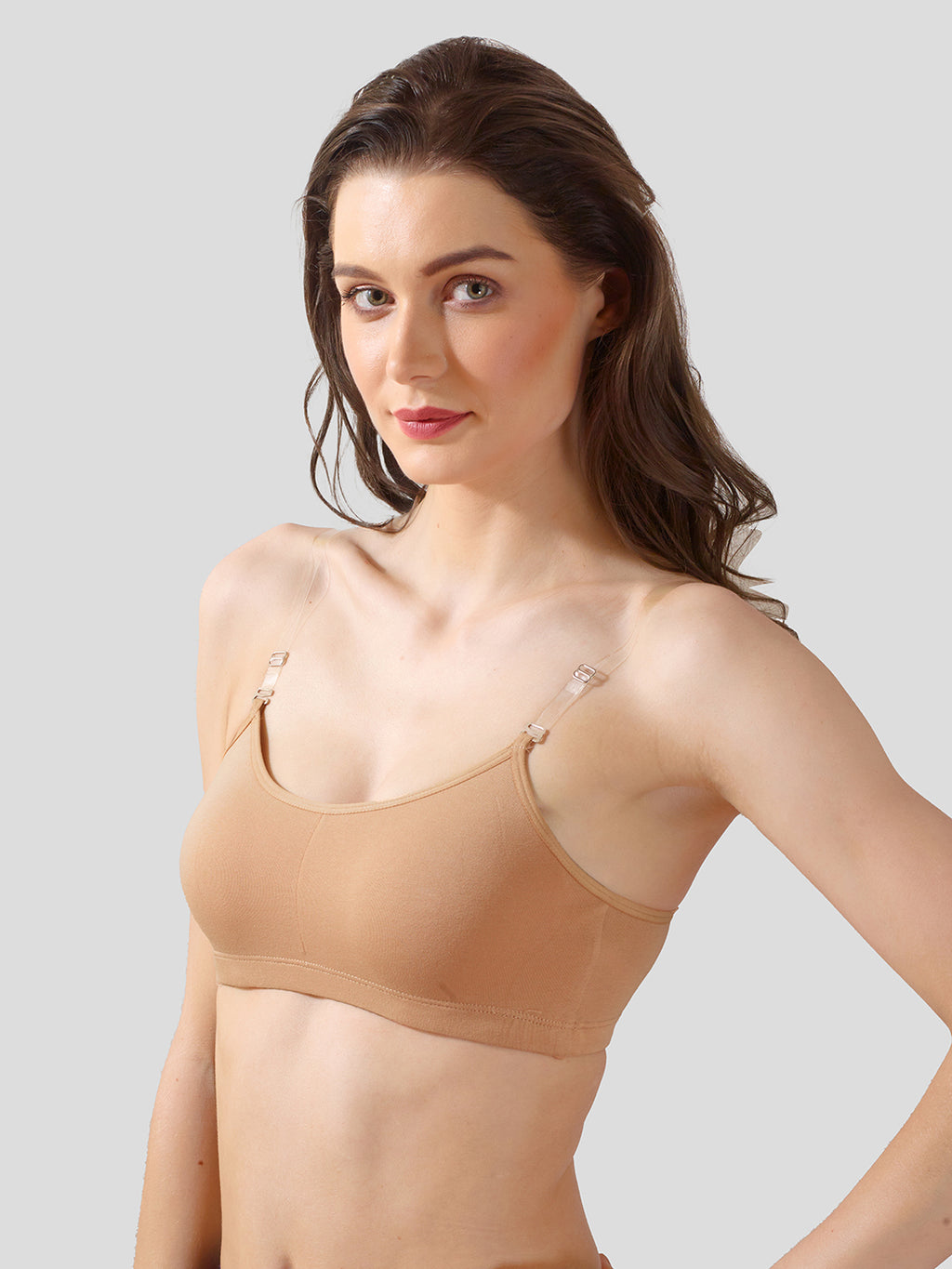 Beige Slip-On Daily Wear Bra for Women – Full Coverage, Non-Padded, Everyday Comfort