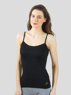 Black Cotton Camisole Slip for Women  | Soft Stretch, Comfort Fit with Adjustable Straps