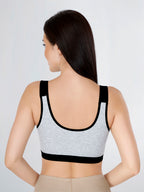 Black & Grey Cotton Sleep-On Bra For Women  | Non-Padded, Wire-Free, Stretch Fit | Home, Sleep & Casual Wear