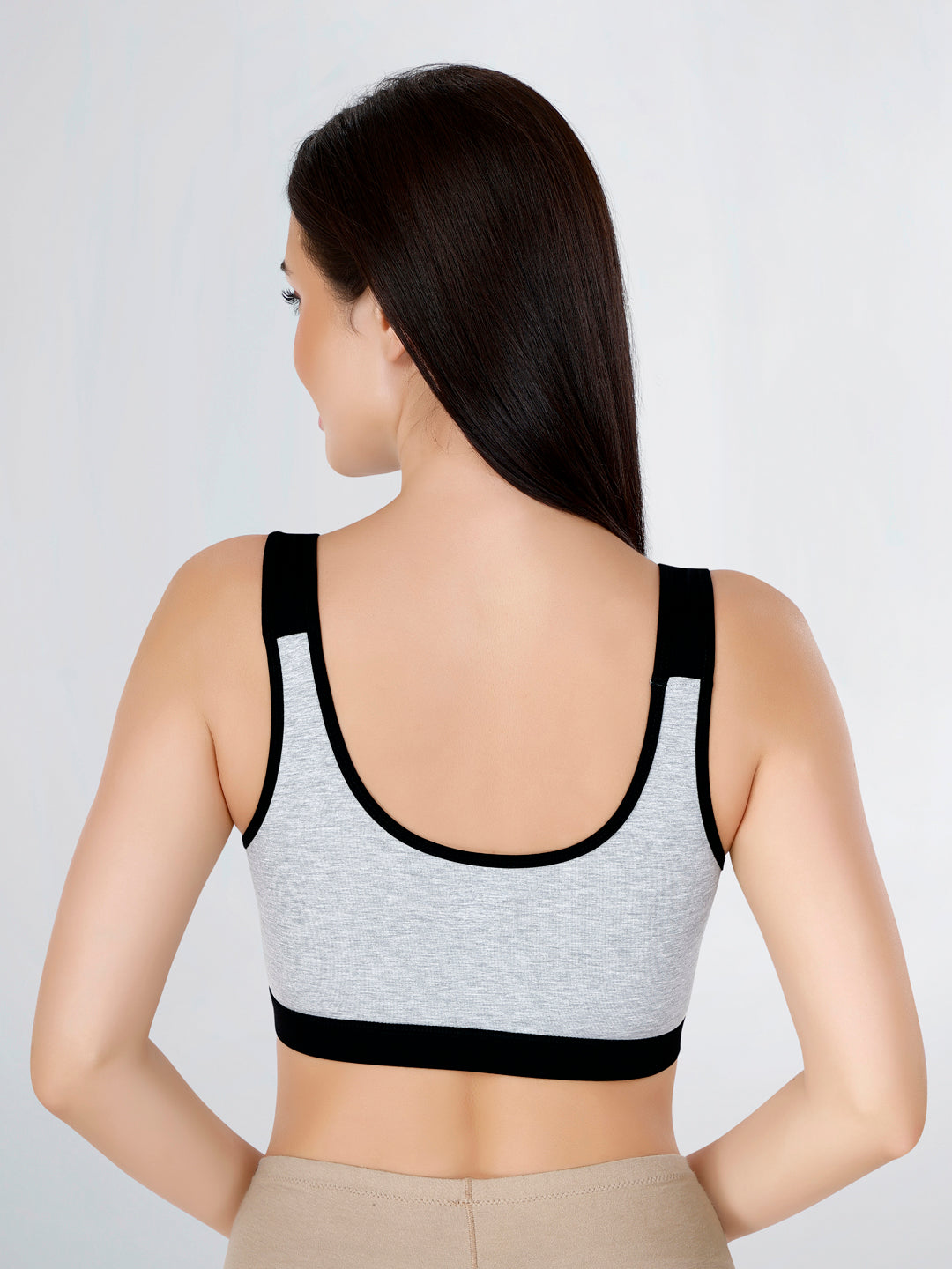 Black & Grey Cotton Sleep-On Bra For Women  | Non-Padded, Wire-Free, Stretch Fit | Home, Sleep & Casual Wear