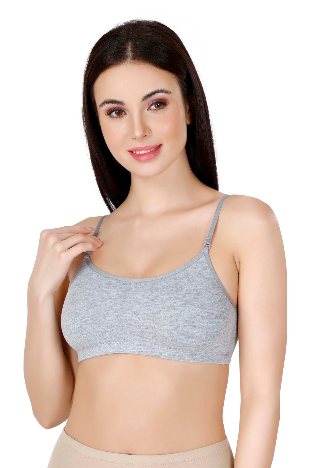 Grey Slip-On Daily Wear Bra for Women – Full Coverage, Non-Padded, Everyday Comfort