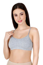 Grey Slip-On Daily Wear Bra for Women – Full Coverage, Non-Padded, Everyday Comfort