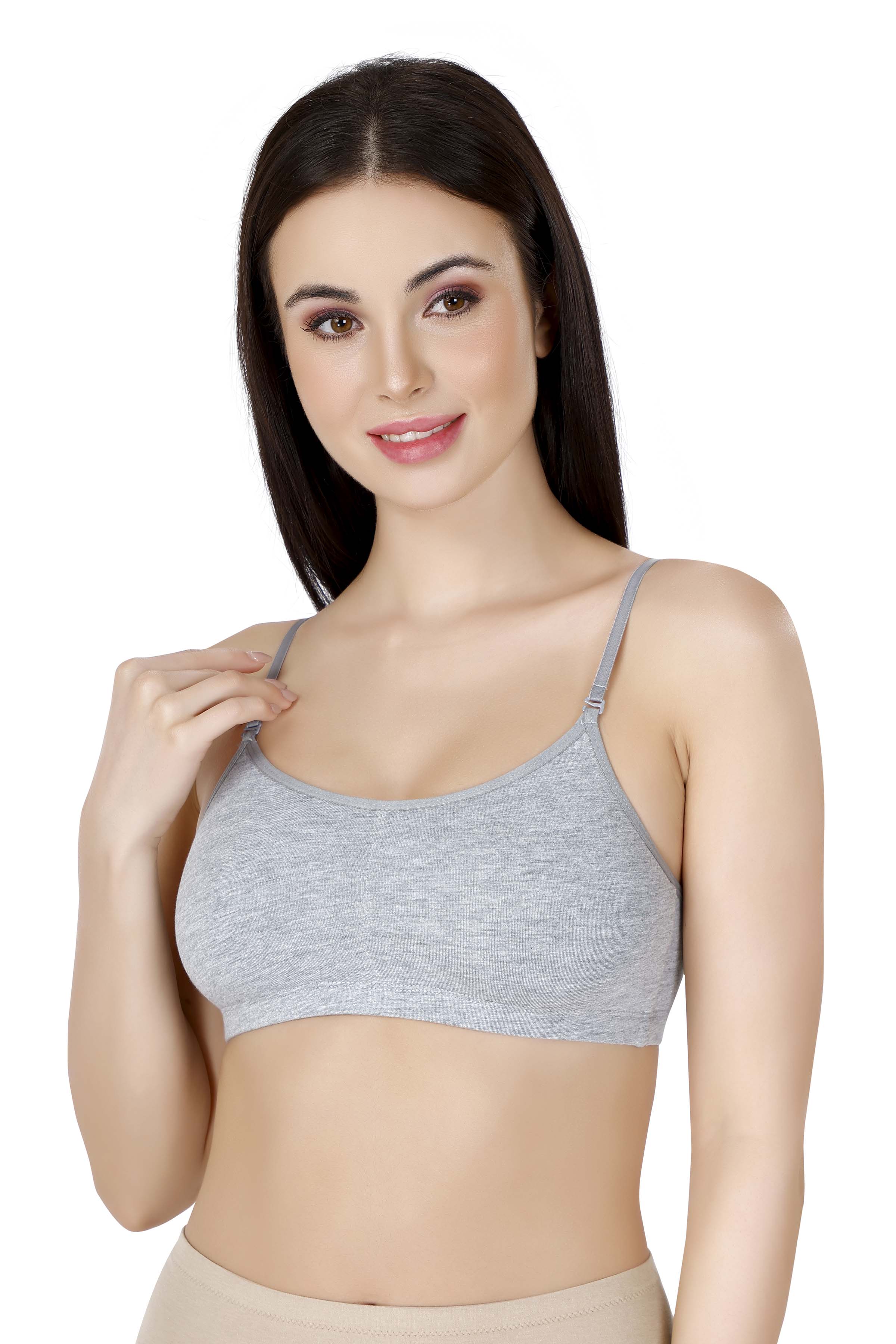 Grey Slip-On Daily Wear Bra for Women – Full Coverage, Non-Padded, Everyday Comfort