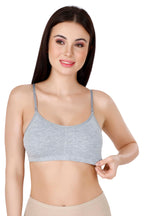 Grey Slip-On Daily Wear Bra for Women – Full Coverage, Non-Padded, Everyday Comfort