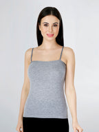 Grey Camisole for Women | Soft Cotton Stretch with Transparent Adjustable Straps