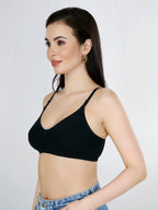 Black Women’s Everyday Cotton Bra – Non-Padded, Wire-Free, Breathable & Comfortable Fit