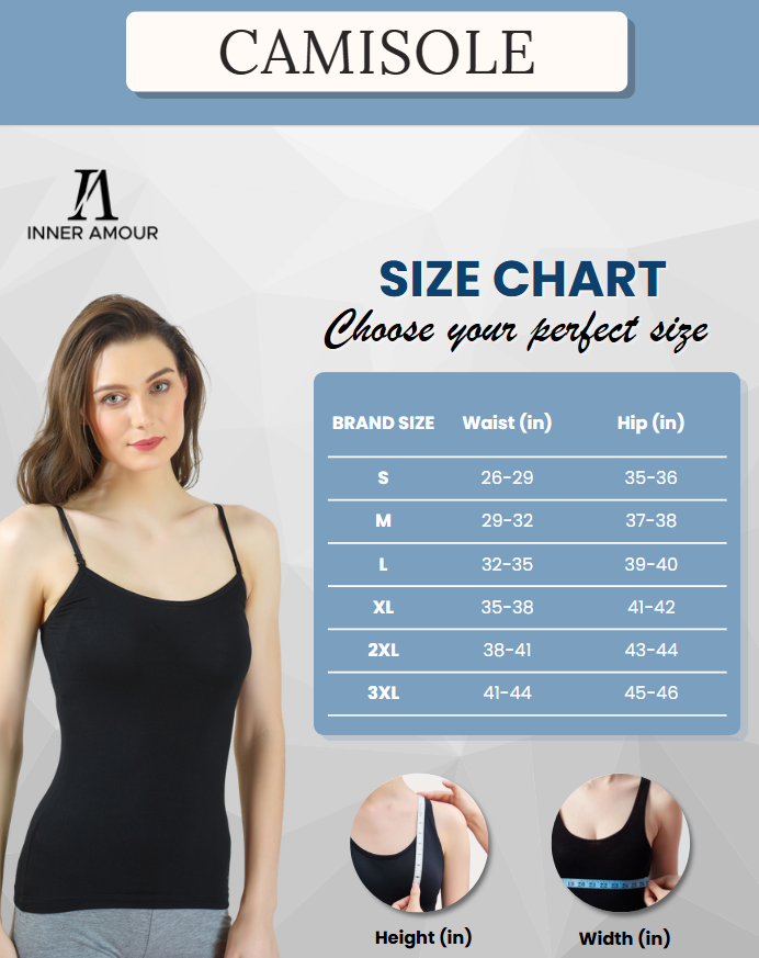 Inner Amour Tube Top Camisole – Ultra-Comfortable Fit with Cotton Lycra Stretch- adjustable and removable straps