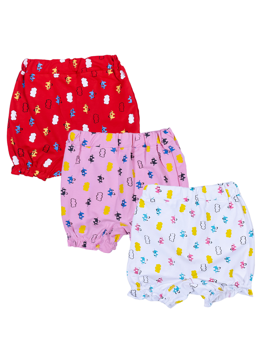 Kids Cotton Bloomer Shorts - Soft Breathable Daily Wear Bloomers for Girls (Pack of 3, Assorted)