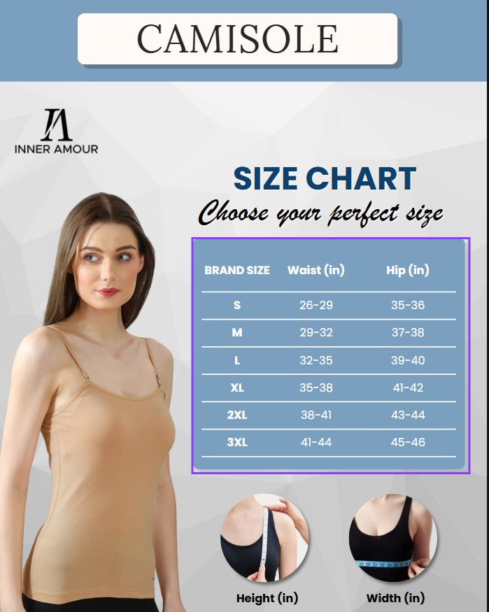 Women’s White Cotton Sleeveless Camisole Tank Top with Broad Straps & Hip Length Fit
