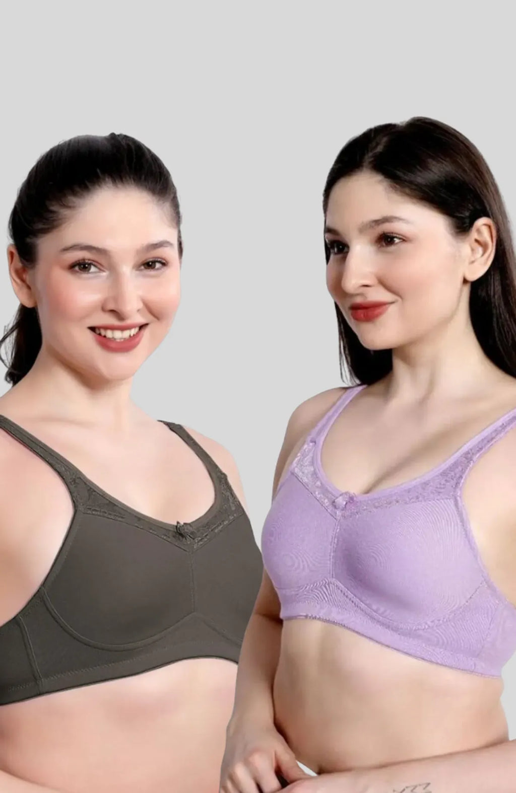 Lavender & Olive Green Women Minimizer Bra – Full Coverage Cotton Bra, Wire-Free & Non-Padded Everyday Support (Pack of 2)