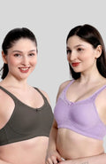 Lavender & Olive Green Women Minimizer Bra – Full Coverage Cotton Bra, Wire-Free & Non-Padded Everyday Support (Pack of 2)