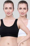Black & White Cotton Sleep-On Bra For Women  | Non-Padded, Wire-Free Sleep & Casual Wear (Pack of 2)