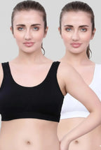 Black & White Cotton Sleep-On Bra For Women  | Non-Padded, Wire-Free Sleep & Casual Wear (Pack of 2)
