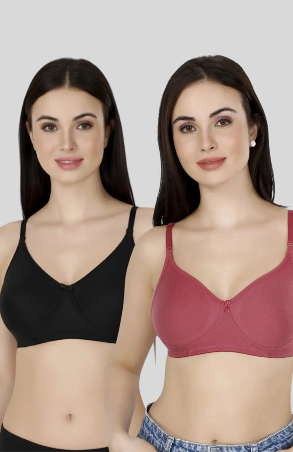 Black & Maroon Women Everyday Cotton Bra – Non-Padded, Wire-Free, Breathable & Comfortable Fit (Pack of 2)