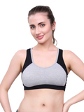 Black & Grey Sports Bra for Women | Non-Padded, Moisture-Wicking, Full Coverage Activewear Bra